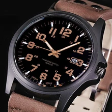Brand Sport Military Watches Fashion Casual Army Quartz Watch Leather Analog Men 2015 New Luxury Wristwatch xfcs C2K5W