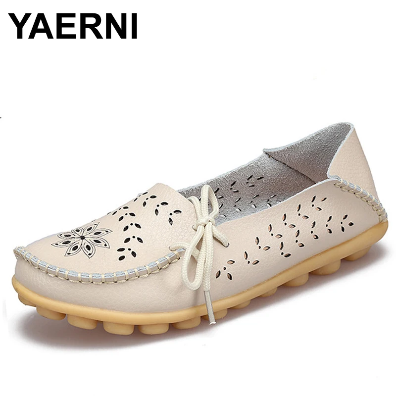 Женские Летние балетки YAERNI из натуральной кожи с вырезами женские туфли на