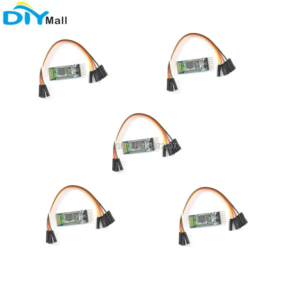 

5pcs/lot HC-05 Wireless Bluetooth Serial Transceiver Master Slave Module + Female to Female 6Pin Dupond Cable
