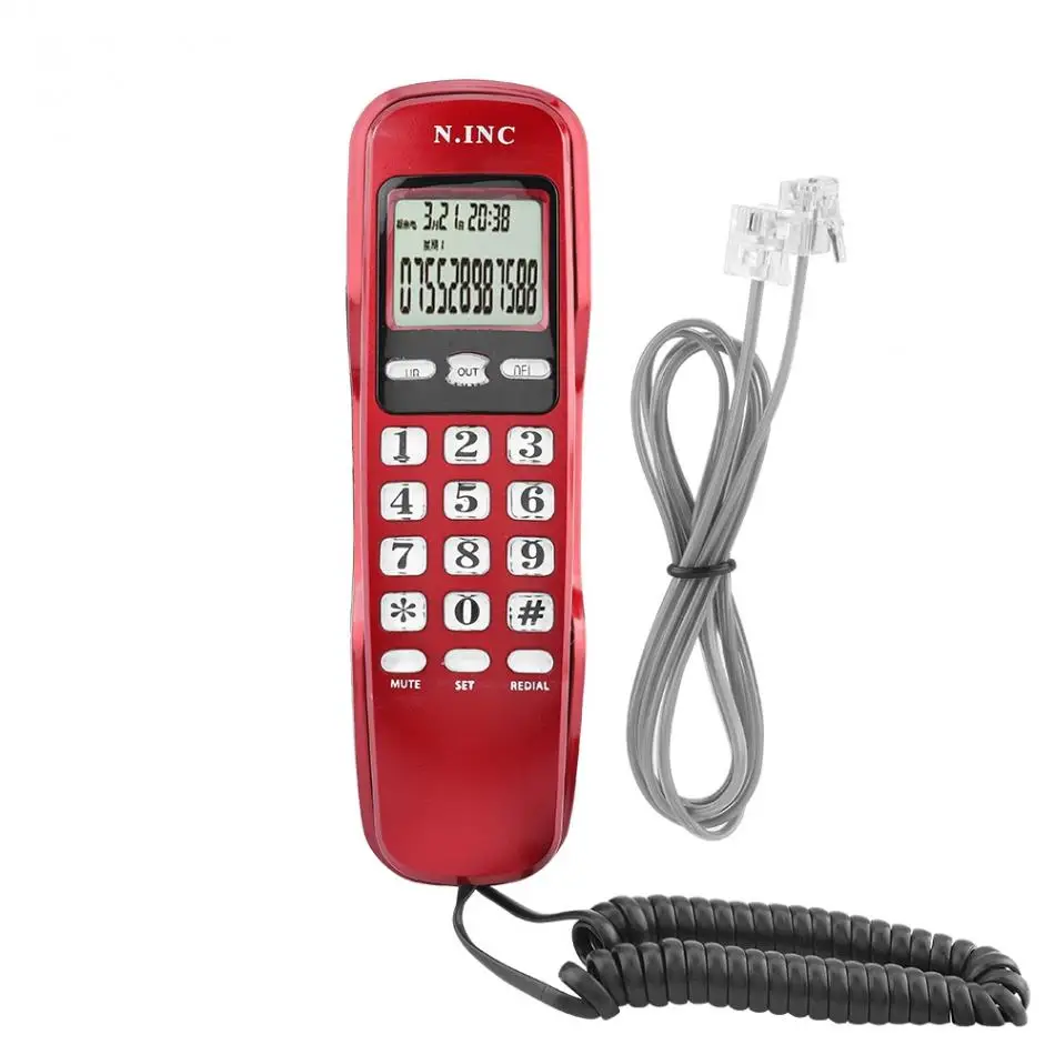 Настенный мини-телефон, двойной АОН DTMF/FSK, домашний офис, отель, входящие воспоминания, АОН, обратный звонок, ЖК-дисплей, стационарный телефон