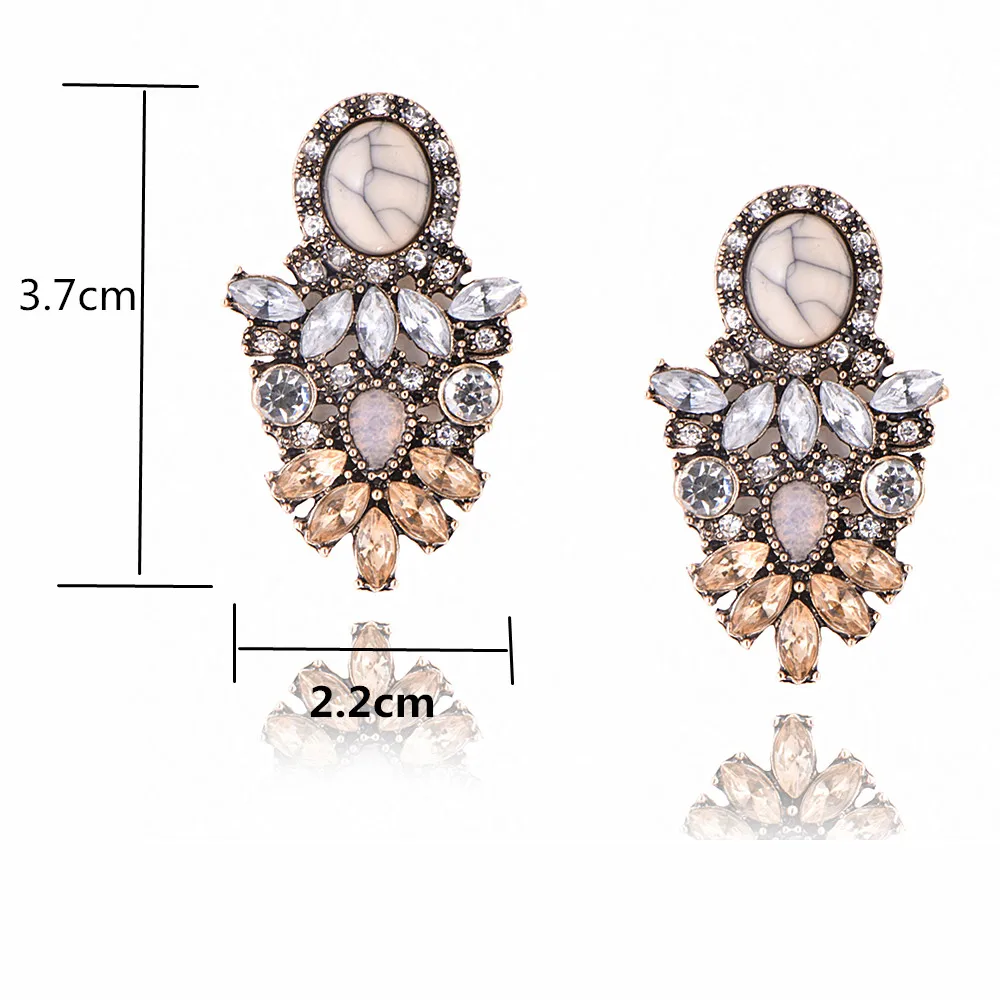 New Women's Fashion Crystal  Earrings Rhinestone RED / Pink Glass Black Resin Sweet Metal Leaf Ear Earrings For Girl e0139