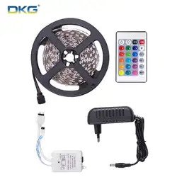 DKG 5 M RGB Светодиодные полосы 5050 2835 SMD Водонепроницаемый IP20 IP65 60leds/m 12 V Гибкая лампа Led RGB ленты/диод лента