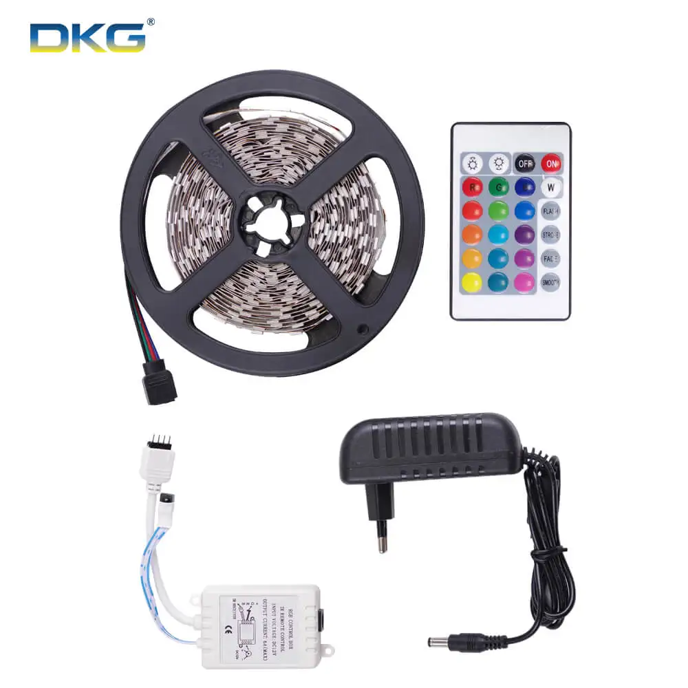 DKG Светодиодная лента 5 м RGB 5050 2835 SMD Водонепроницаемая IP20 IP65 60 светодиодов/м 12 В