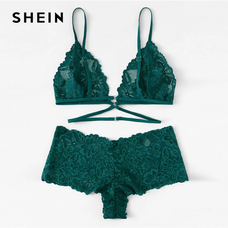 SHEIN Кружевной Комплект Нижнего Белья Сексуальное Женское Нижнее Белье С