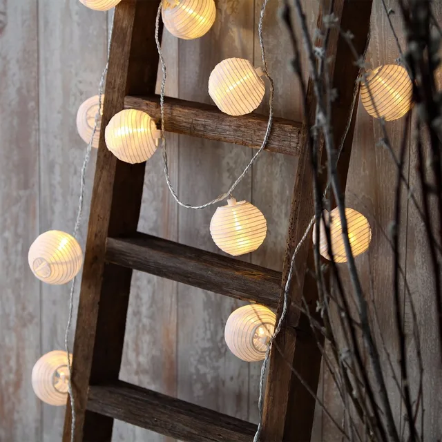 Set of 10 White Fabric Paper Lantern Lights Globe String Fairy ... Set of 10 White Fabric Paper Lantern Lights Globe String Fairy ...