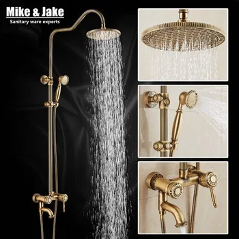 

Bathroom Antique brass shower set bathtub mixer set with rain shower head antique shower set Antique Shower Bathtub Faucet Sets