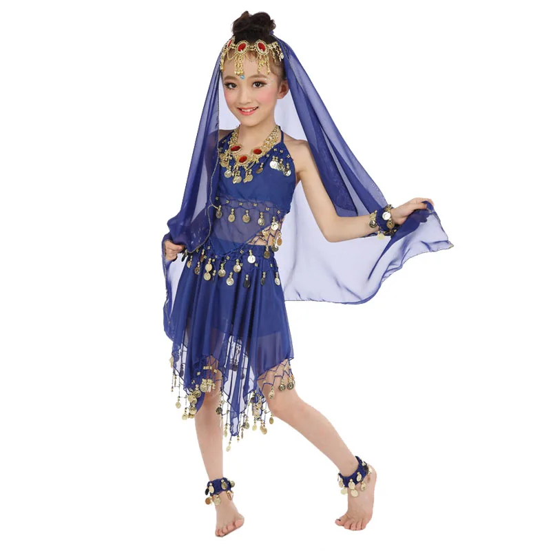 

6 colors Belly Dance Costumes Kids New Style Child Belly Dancing Girls Bollywood Indian Performance Cloth Dress 6pcs/set