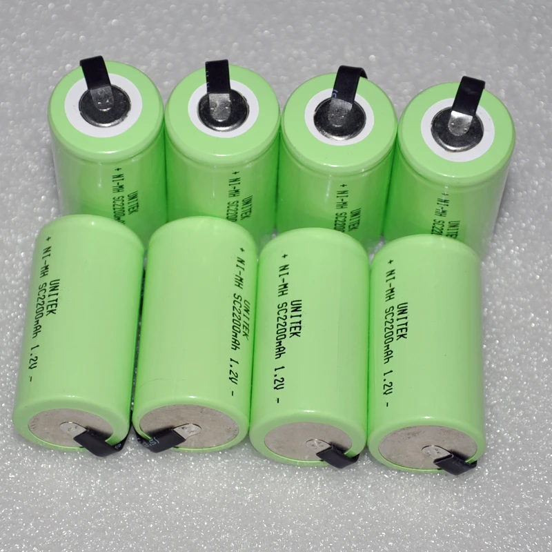 10-16 шт Sub C SC 1,2 V аккумуляторная батарея 2200mah Ni-MH nimh ячейка с вкладкой для сварки штифтов для пылесоса электрическая дрель
