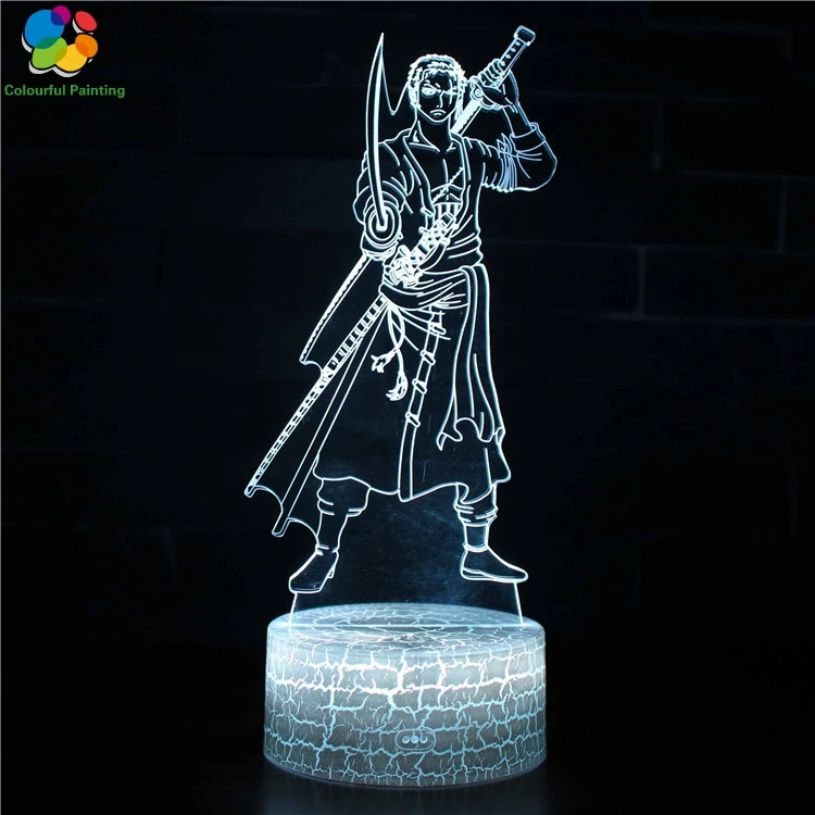 

Remote Control One Piece Luffy Solon Nami 3D Light LED Crack Night Light 7 Colors Changing Mood 3AA Battery Powered USB Lamp 11