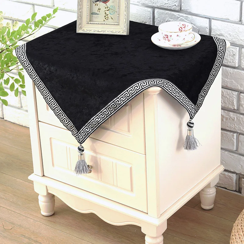 European Top Grade Bedside Cabinet Cover English Black Tea Table Cloth New China Style Night Table Cover Patchwork With Tassels Tablecloths Aliexpress