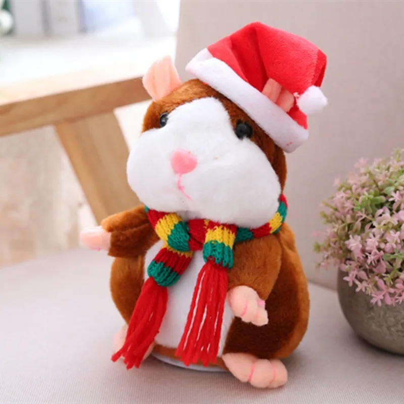 

16cm Christmas Talking Hamster Plush Toy Interactive Sound Record Plush Hamster Stuffed Toys for Children Kids Christmas Gift