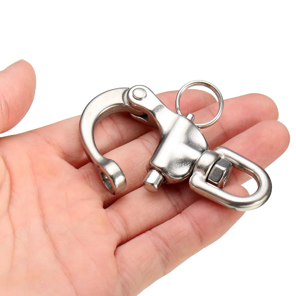 Stainless Steel Rotary Spring Hook Quick Release Boat Chain Eye Shackle Swivel Bracket Snap Hook Hardware Tool