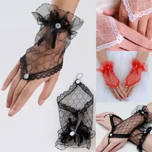 Модные белые/черные/красные вечерние перчатки для невесты, сексуальные кружевные короткие перчатки для стрельбы из лука для женщин, вечерние, 1 шт