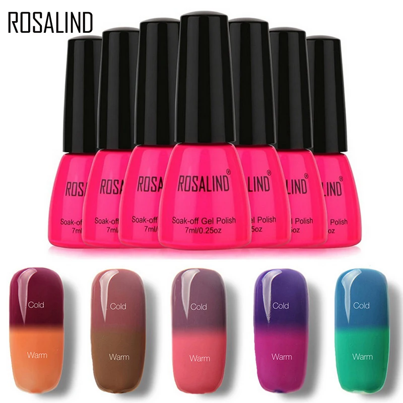 

ROSALIND UV LED Nail Art Gel Polish Soak-off Long-lasting VarnishesTemperature Changed Color Gel Nail Polish Lacquer Nails 7ml