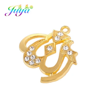 

Wholesale Rhinestone Connectors Religious Muslim Islamic Allah Charm Pendant Accessories For Bracelets Necklaces Jewelry Making