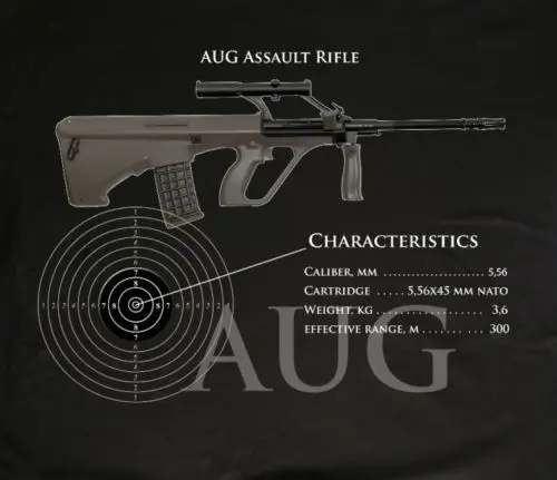 Мужская хлопковая футболка черная в стиле милитари США Ak 47 Aug Assault винтовки Nwt