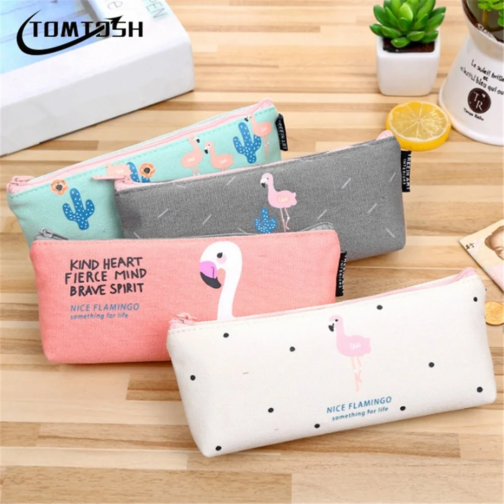 2017 NEW Kawaii Pencil Case Flamingos canvas School Supplies Bts Stationery Gift Estuches School Cute Pencil