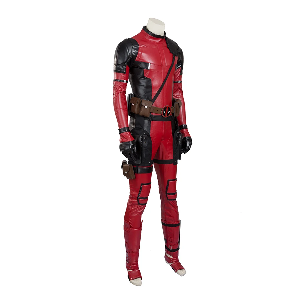Custom Made Deadpool Costume Halloween Superhero Red Leather Jumpsuit for Men - Complete Deadpool Cosplay Costume Set image 2