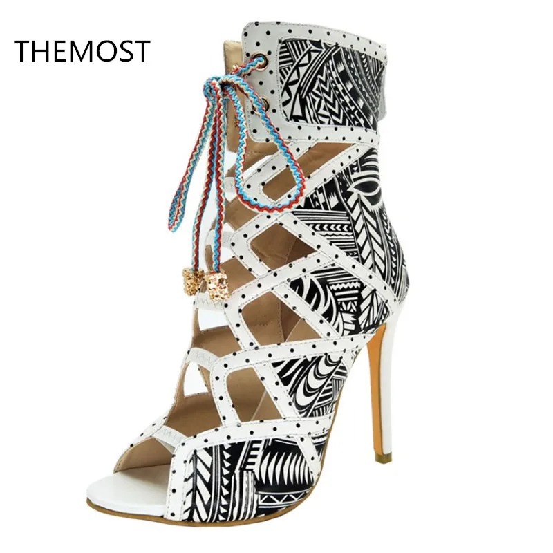 

THEMOST High-heeled sandals Zipper closure Latest products in 2018 4 colors to choose from Different printing