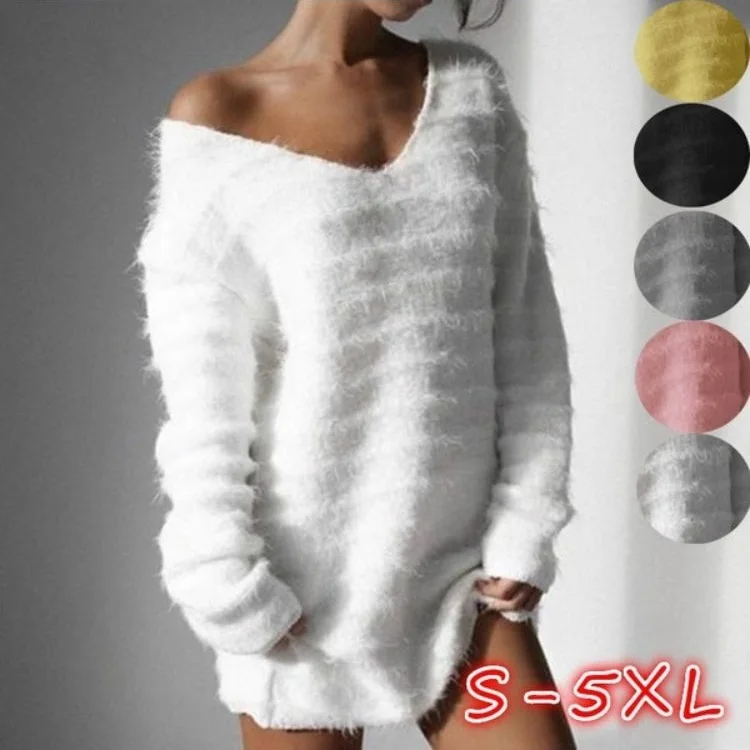 white v neck sweater dress