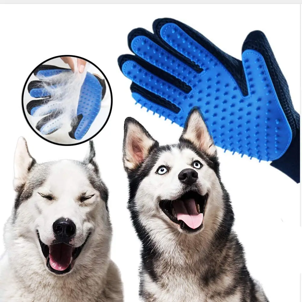 

Silicone Pet Dog brush Glove Deshedding Gentle Efficient Pet Grooming Glove Dog Bath Cat cleaning Supplies Pet Glove Hair Remove