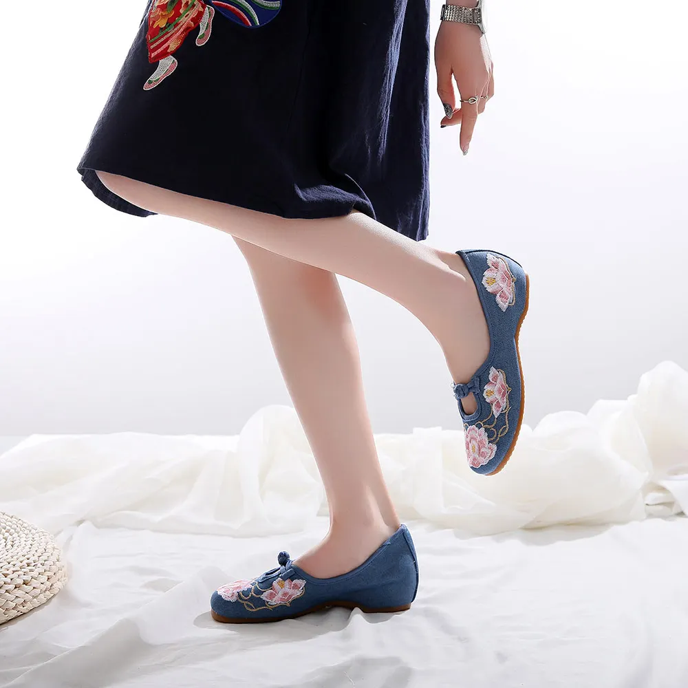 US $11.79 Veowalk Cotton Embroidery Women Comfort Ballet Flats Vegan Ladies Casual Canvas SlipOn Ballerinas Denim Dance Costume Shoes