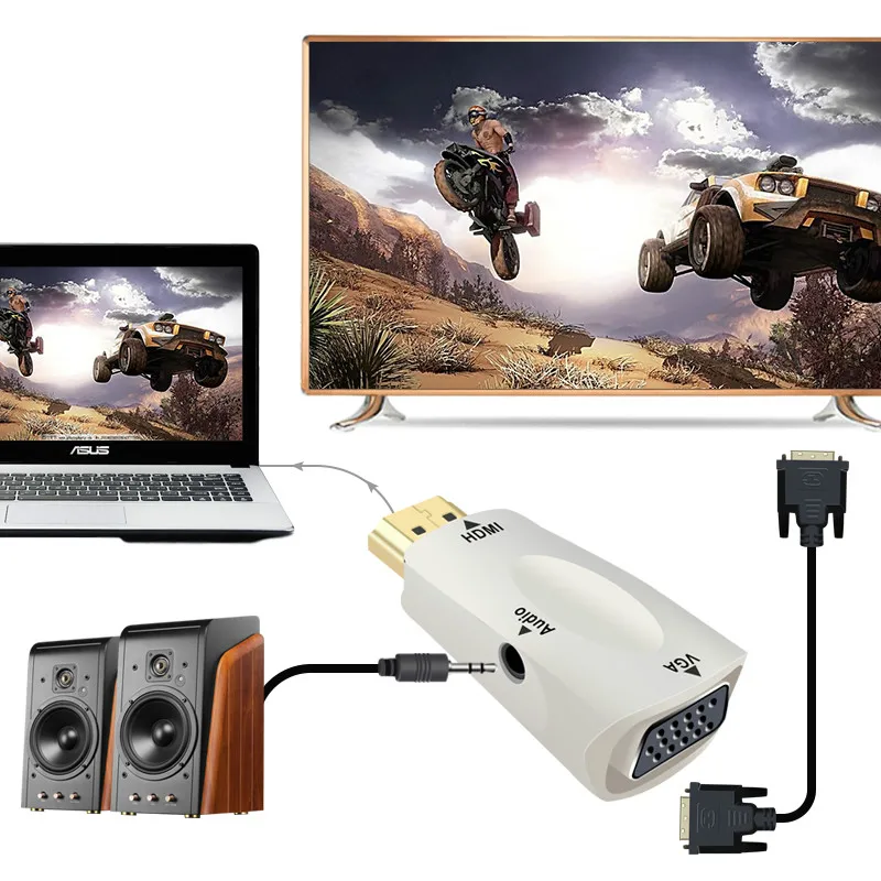 Конвертер HDMI в VGA с аудиокабелем штырь гнездо для ПК ноутбуков планшетов
