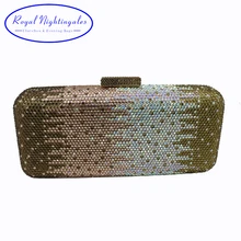 Женская Золотая Хрустальная коробка, Жесткий Чехол, вечерняя сумка-клатч и вечерние сумки