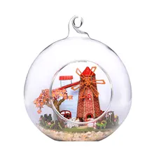 DIY кукольный домик Миниатюрный с мебели стеклянный шар пеньковая веревка ручной работы Каса подарок игрушки для детей путешествия в HOLLAND Ю G014# E