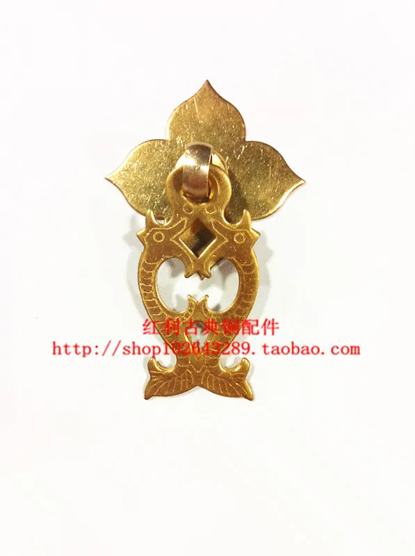 

[bonus] antique copper / copper fittings of classical Chinese furniture door Ssangyong handle drawer Hardware tab
