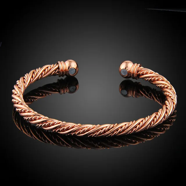 Lakone Fashion Jewelry Pure Copper Cuff Bracelets Rose Gold Color Lakone Fashion Jewelry Pure Copper Cuff Bracelets Rose Gold Color Magnetic Wrist Bangle Bracelet For Women