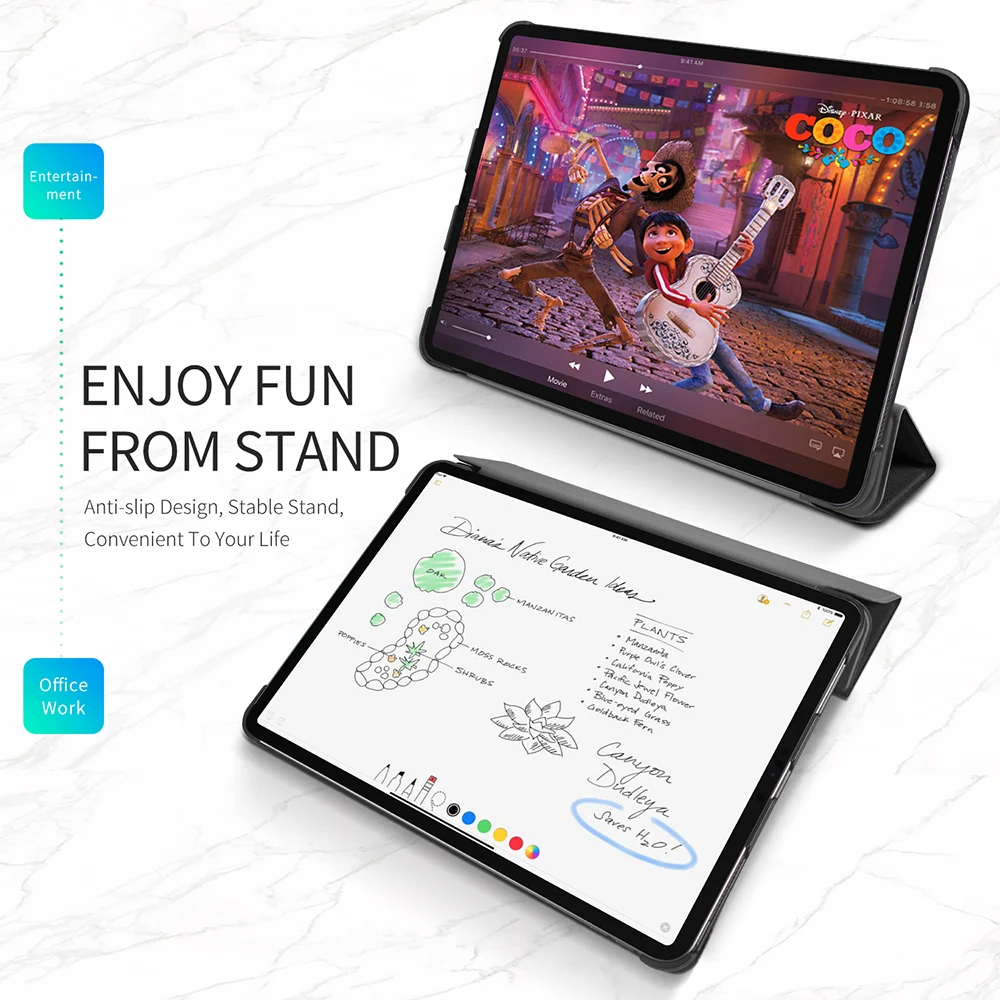 Умный чехол для iPad Pro 12 9 2018 Роскошный из искусственной кожи ультра тонкий легкий