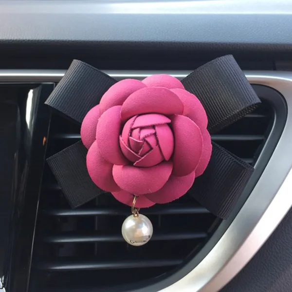Автомобильный Ароматический диффузор с цветами, декоративные освежители воздуха для салона автомобиля, ароматизатор духов для автомобиля, автомобильные аксессуары для девочек - Название цвета: Rose red No.2