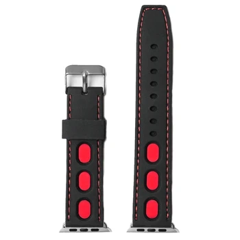 

38mm Black With Red Color Silicone Jelly Rubber Fashion Watch Band Replacement for Apple iWatch WB1096C38JB