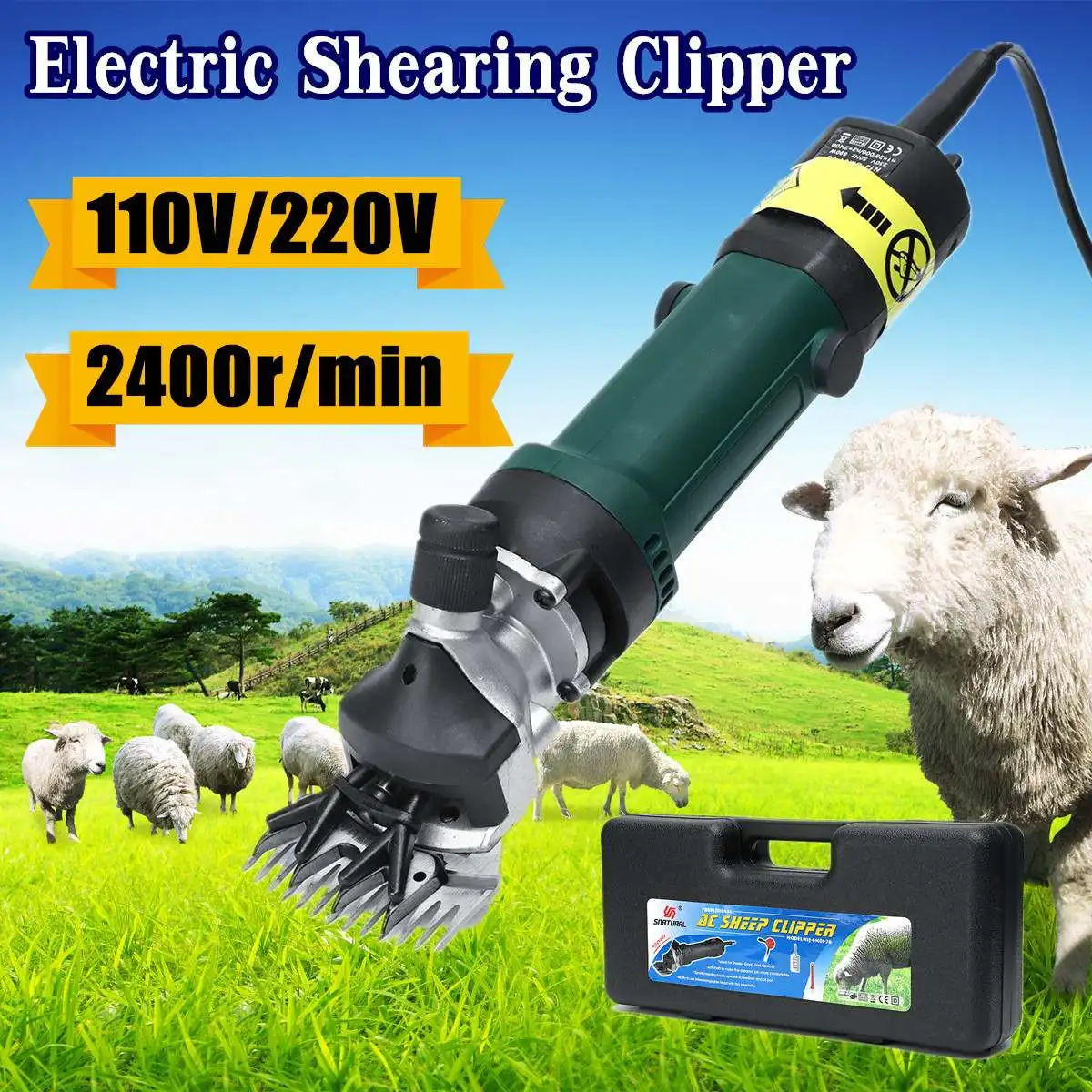 

690W Multifunctional Electric Sheep Shearing Clipper Shears Goats Alpaca Hair Removal Trimmer Sixth Sear Speed 350x76x95mm