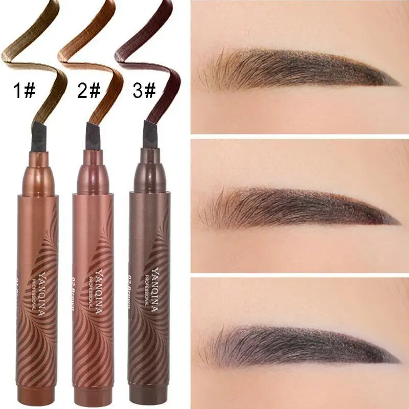 3 Color Waterproof Liquid Eyebrow Pencil Tattoo Long Lasting Brown Gray Maroon Make Up Beauty Eyebrow Enhancer Pen Cosmetic Tool