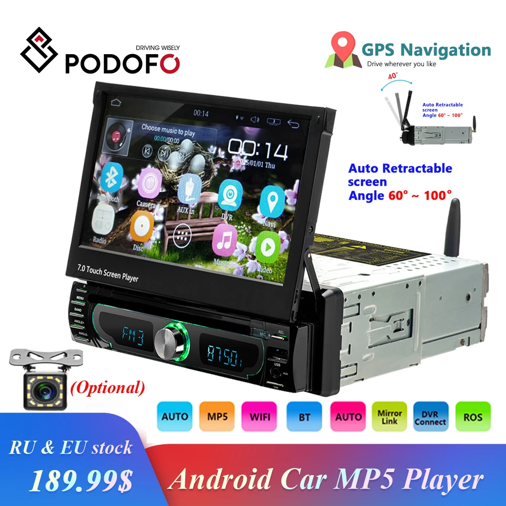 Podofo Autoradio Android Auto Stereo Radio GPS Navigation 1 din 7