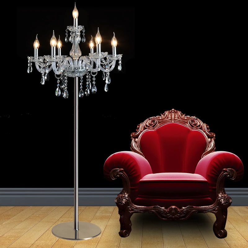 Wedding 5 7 arms Vertical led candle floor lighting Glass Silver