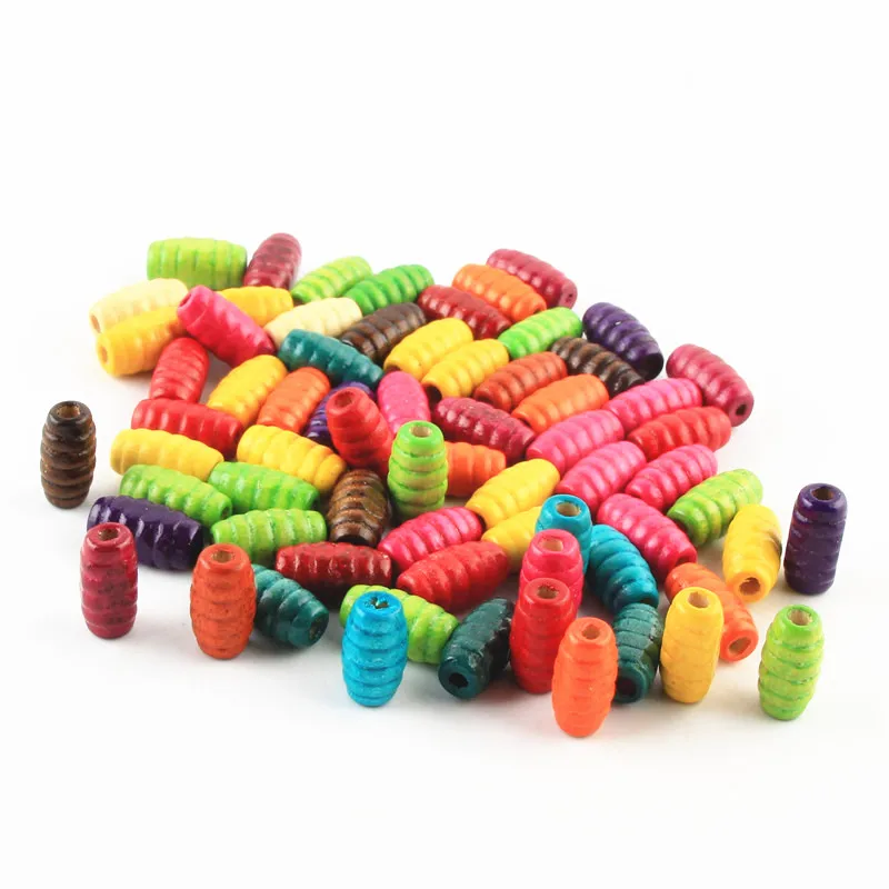 

18x5mm Tubular Wooden Beads 200Pcs Multicolor Mixed Round Tubu Wood Spacer Beads for Jewelry Making