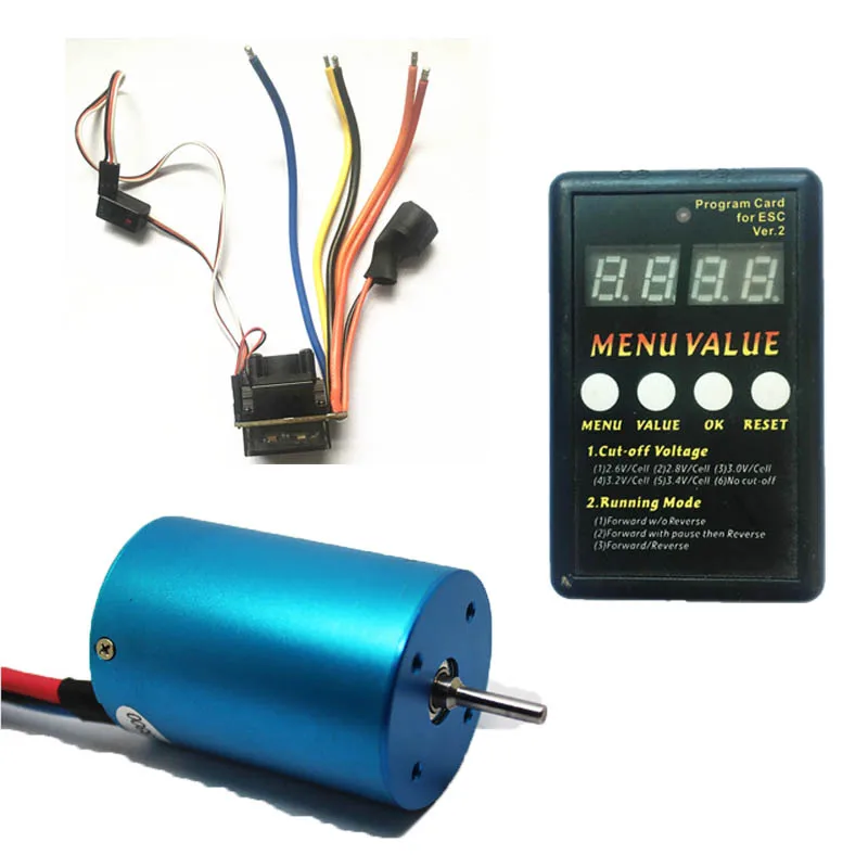 

4T 3650 3300KV Brushless Motor+Program Card LED For ZTW Mantis-Series ESCs+ZTW 45A Sensorless Brushless ESC Speed Controller