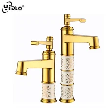 YiDLon New Deck mounted brass and ceramic faucet Bathroom Basin faucet Mixer Tap Gold Sink Faucet Bath Basin Sink Faucet CF2 black white gold color flower ceramic hotel basin bathroom sink