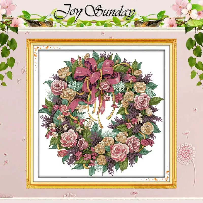 A wreath of roses Patterns Counted Cross Stitch 11CT 14CT ...