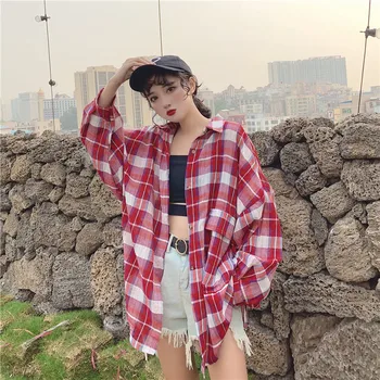 

Shirts Women 2019 Twotwinstyle Korean , Woman Clothes Tops Blouse 2018 Women , Casual Plaid Long Sleeve Shirts Gothic