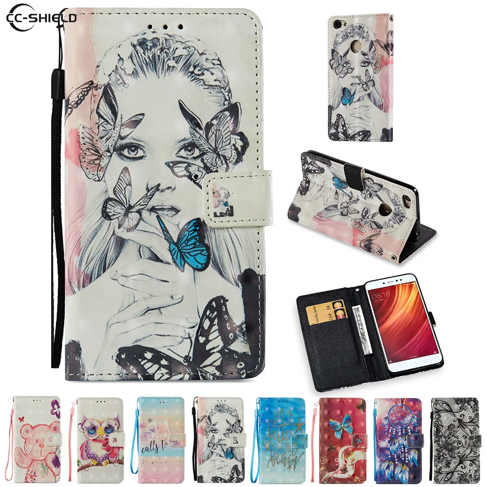 Cartoon Case for Xiaomi Redmi NOTE 5A NOTE5A Cute Bear owl Cartoon PU Leather Flip Stand Cover for Xiaomi Redmi NOTE 5 A Capa