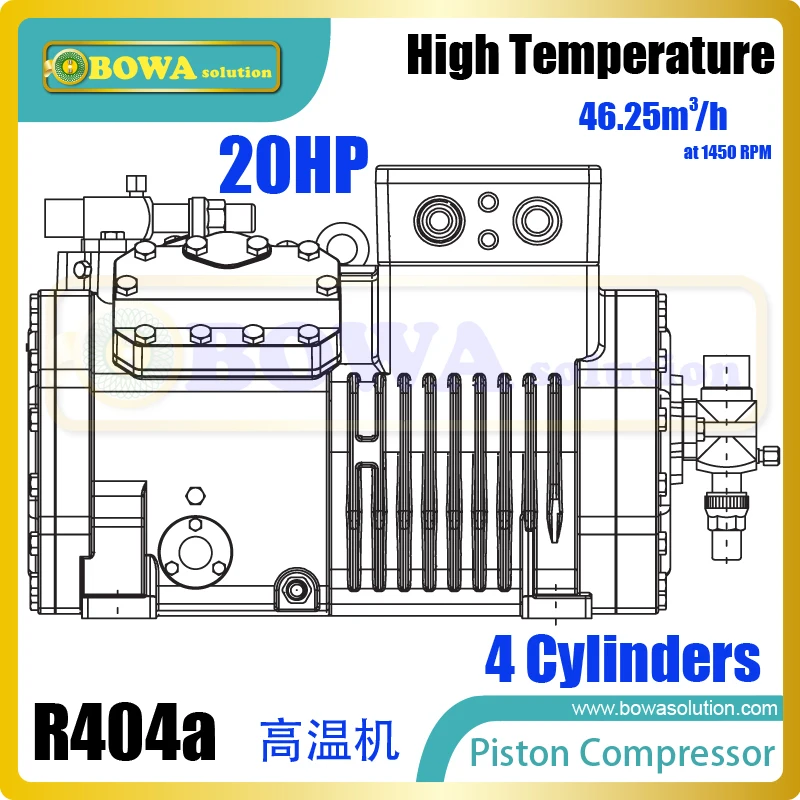 20HP R404a полугерметичных поршневых компрессор с встроенным мотором легко Ремонт механического неисправный, заменив 4NCS-20.2Y