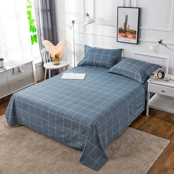

Nordic 100% Cotton Bed Sheets Home Textile Bedding Coverlet Flat Sheet Queen King Size Plaid Bed Sheet Plaid twin Bed sheets