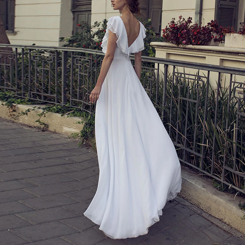 

Womens Promotion New Arrival Acetate Dresses V-neck Halter Maxi Dress Seaside Holiday Splitlong Summer Robe Femme Ete 2019