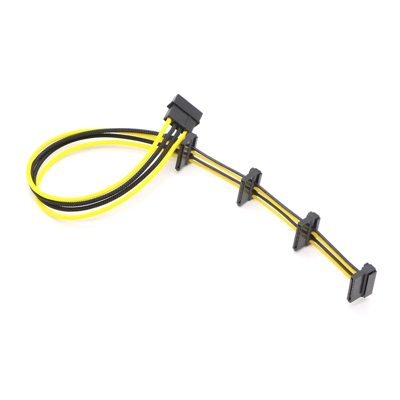 Многоцветные с одним рукавом IDE Molex 4Pin на 4x SATA 15Pin кабель адаптера