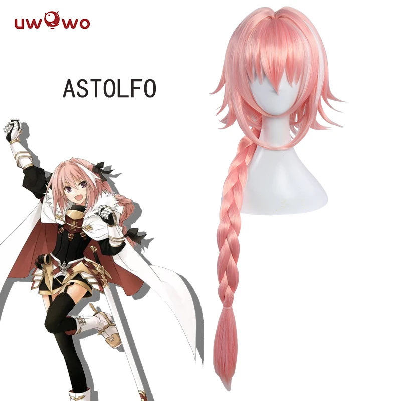 UWOWO парик аниме Astolfo Fate/Apocrypha косплей розовый 60 см длинные термостойкие волосы