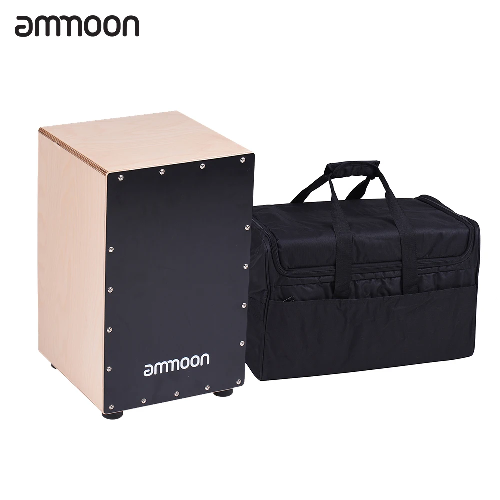 

ammoon Wooden Cajon Box Drum Hand Drum Persussion Instrument Birch Wood with Adjustable Strings Carrying Bag for Adults